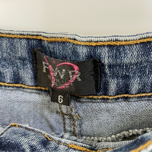 [S] Vintage y2k FWR Distressed Denim Mini Skirt Women’s Coastal Festival Pockets - Picture 7 of 10